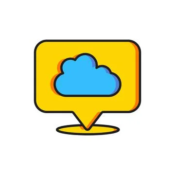 Color Location cloud icon isolated on white background. Flat filled outline.. 스톡 일러스트