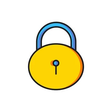 Color Lock icon isolated on white background. Padlock sign. Security, safet.. Illustrazione stock