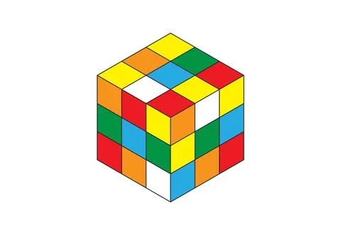 Color magic cube multi color icon. Logic game symbol. Stock Illustration