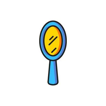 Color Magic hand mirror icon isolated on white background. Flat filled outl.. Stock Illustration