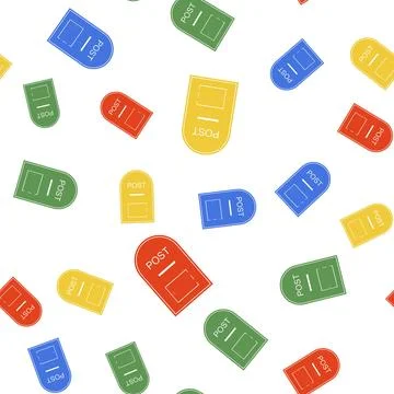 Color Mail box icon. Post box icon isolated seamless pattern on white background Stock Illustration