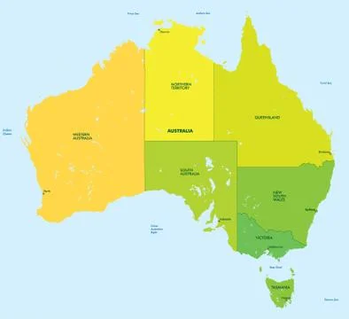 Color map of Australia Stock Illustration