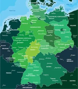 Color map of Germany Stock Illustration