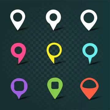 Color map navigation pin object sign set Stock Illustration