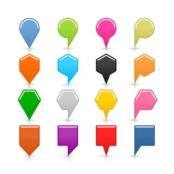 Color map pin icon with shadow on white background Stock Illustration