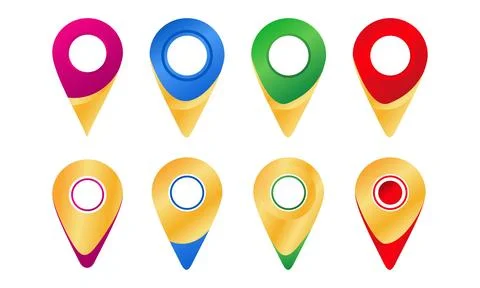 Color Map Pin Marker Set For Navigation And Location UI Design Stock Illustration