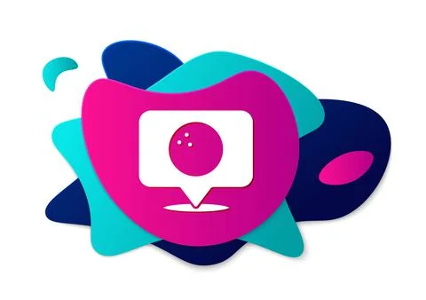 Color Map pointer with bowling ball icon isolated on white background. Sport Stock Illustration