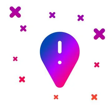 Color Map pointer with exclamation mark icon isolated on white background イラスト素材