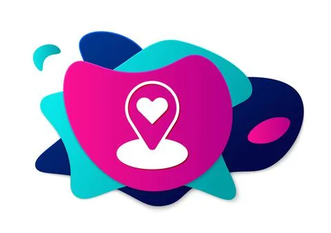 Color Map pointer with heart icon isolated on white background. Valentines da Illustrazione stock