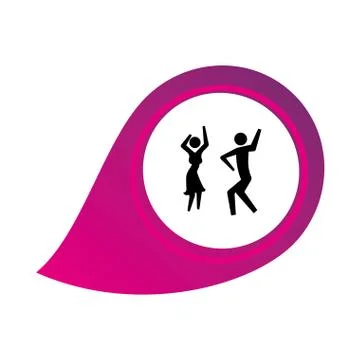 Color map pointer to left side with pictogram couple dancing Ilustração Stock