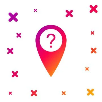 Color Map pointer with Question symbol icon on white background. Marker location Stock Illustration