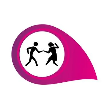Color map pointer to right side with pictogram couple dancing Ilustração Stock