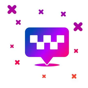 Color Map pointer with taxi icon isolated on white background. Location symbol Stock Illustration