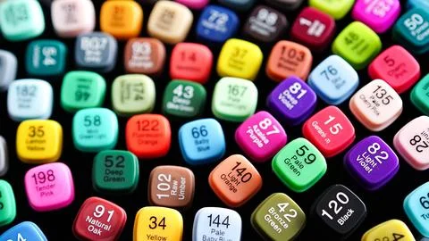 Color markers Stockfoto's