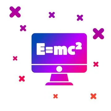Color Math system of equation solution on computer monitor icon isolated on Stock Illustration