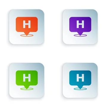 Color Medical map pointer with cross hospital icon isolated on white background Stockillustratie