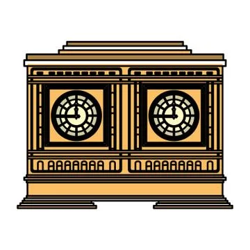 Color medieval clock object structure design Stock Illustration