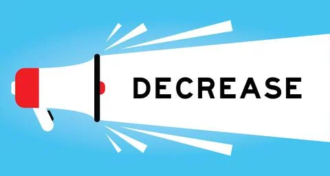 Color megaphone icon with word decrease in white banner on blue background イラスト素材