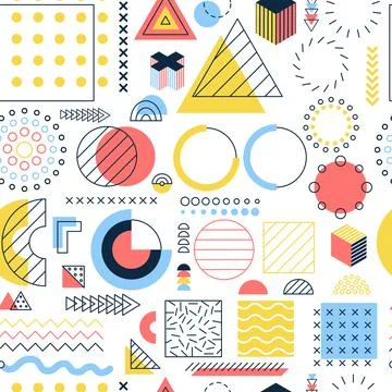 Color Memphis Seamless Pattern Stock Illustration