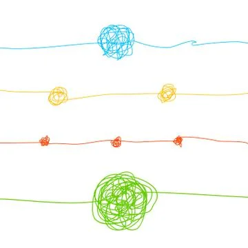Color Messy Clew Connected Lines Set. Vector Stock Illustration