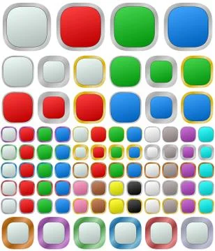 Color metallic rounded square button set Stock Illustration
