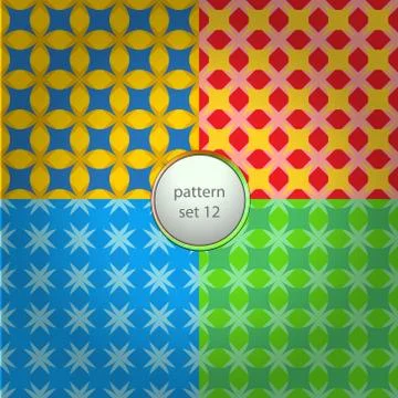 Color mixed star grid vector pattern set background Illustrazione stock