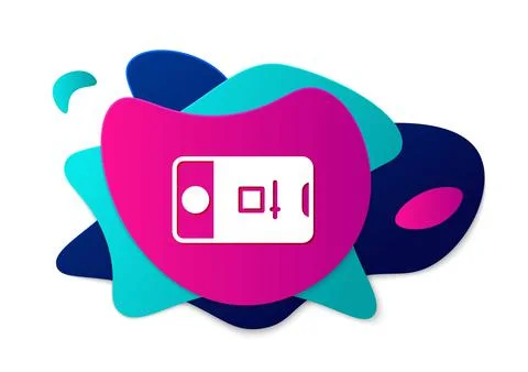 Color Mobile phone with record frame camera icon isolated on white background Illustrazione stock