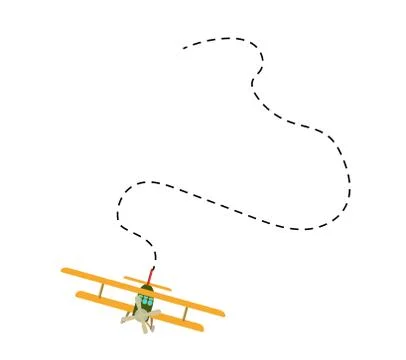 Color model of an old plane with trace of flight. Isolated on white backgroun Stock Illustration