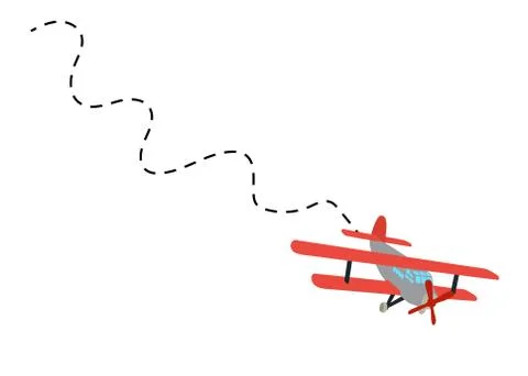 Color model of an old plane with trace of flight. Isolated on white backgroun Stock Illustration