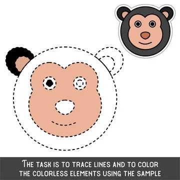 Color Monkey Face. Restore dashed lines. Color the picture elements. Page to  イラスト素材