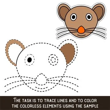 Color Mouse Face. Restore dashed lines. Color the picture elements. Page to b イラスト素材