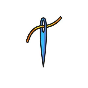 Color Needle for sewing with thread icon isolated on white background. Tail.. 스톡 일러스트