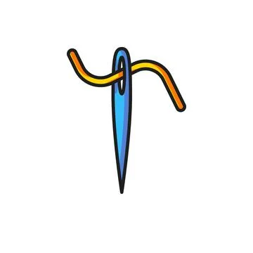 Color Needle for sewing with thread icon isolated on white background. Tail.. Stock Illustration