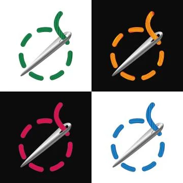 Color needles with thread in vector (sewing needle), eps, logo or icon Illustrazione stock