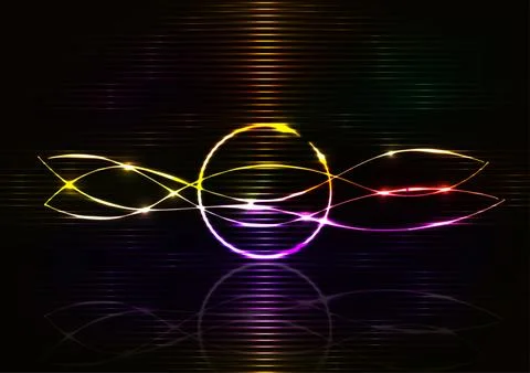 Color neon laser lines with reflection. Abstract background Futuristic glow.. Illustrazione stock