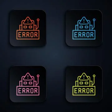 Color neon line Error in the operation program of the robot icon isolated on Stock Illustration