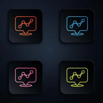 Color neon line Graph, schedule, chart, diagram, infographic, pie graph icon Stock-Illustration