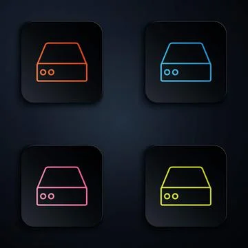 Color neon line Server, Data, Web Hosting icon isolated on black background. Set Stock Illustration