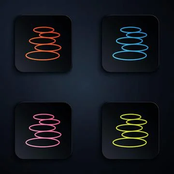 Color neon line Stack hot stones icon isolated on black background. Spa salon Stock Illustration