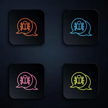 Color neon line System bug concept icon isolated on black background. Code bug Stock Illustration