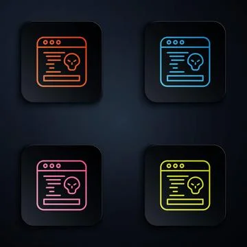 Color neon line System bug concept icon isolated on black background. Code bug Stock Illustration