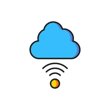 Color Network cloud connection icon isolated on white background. Social te.. Illustrazione stock