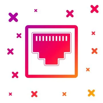 Color Network port - cable socket icon isolated on white background. LAN port Stock Illustration