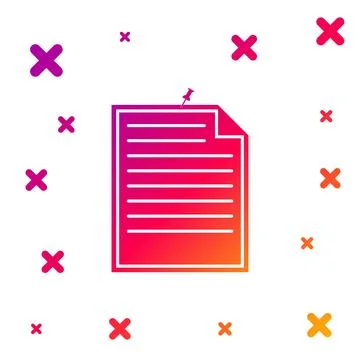 Color Note paper with pinned pushbutton icon isolated on white background. Memo Stock Illustration