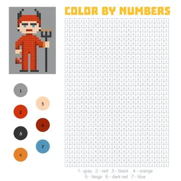 Color by number, Devil Stock Illustration