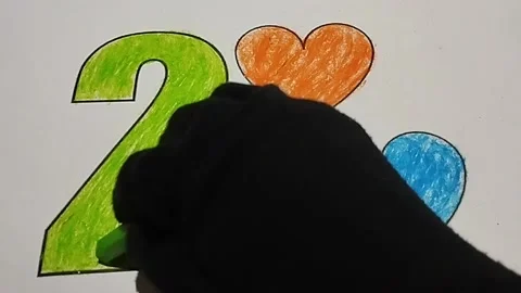 Color the number two using a light green crayon Stock Footage 224974377