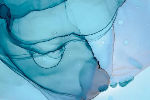 Color Ocean Waves. Hand Painted Alcohol Ink Stock Illustration