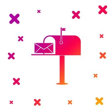 Color Open mail box with an envelope icon isolated on white background. Gradient 库存插图