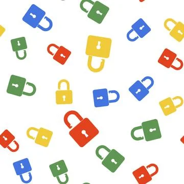 Color Open padlock icon isolated seamless pattern on white background. Opened Stock Illustration