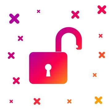 Color Open padlock icon isolated on white background. Opened lock sign. Cyber Illustrazione stock